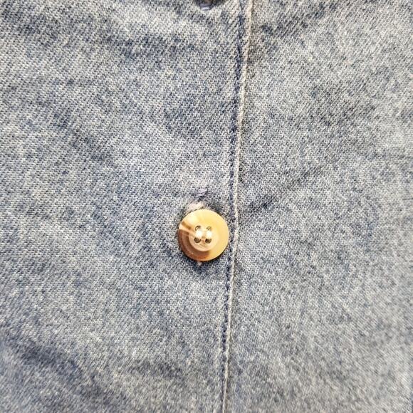 Vintage 90's NEW Denim Dress Embroidered Roses Floral Faux Wrap Button XL - Picture 10 of 16